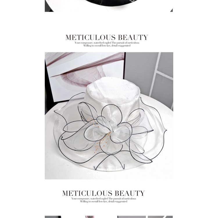 Nón Rộng Vành Phối Hoa Thời Trang Cho Nữ