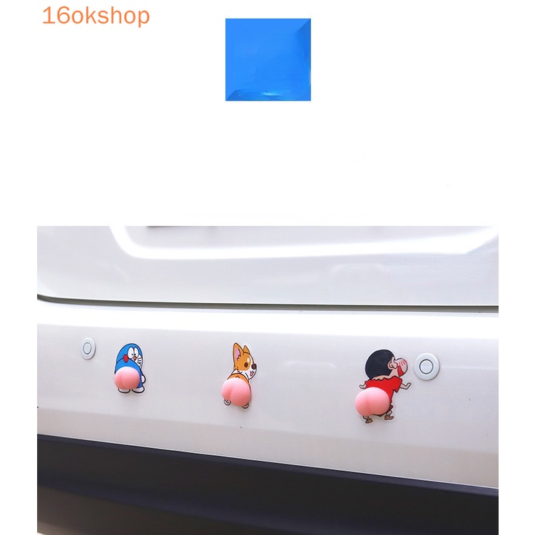 1 Cặp Đề Can Silicon Họa Tiết Hoạt Hình 3D Sáng Tạo Chống Va Chạm Trang Trí Xe Hơi / Xe Máy