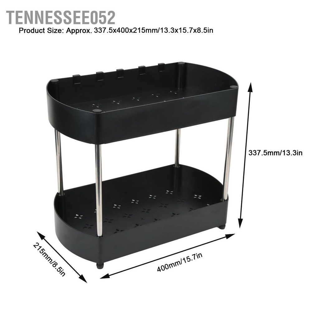 Tennessee052 Dưới bồn rửa tổ chức 2 tầng rỗng ngoài ABS Tủ phòng tắm với giá đỡ bằng thép không gỉ và 5 móc