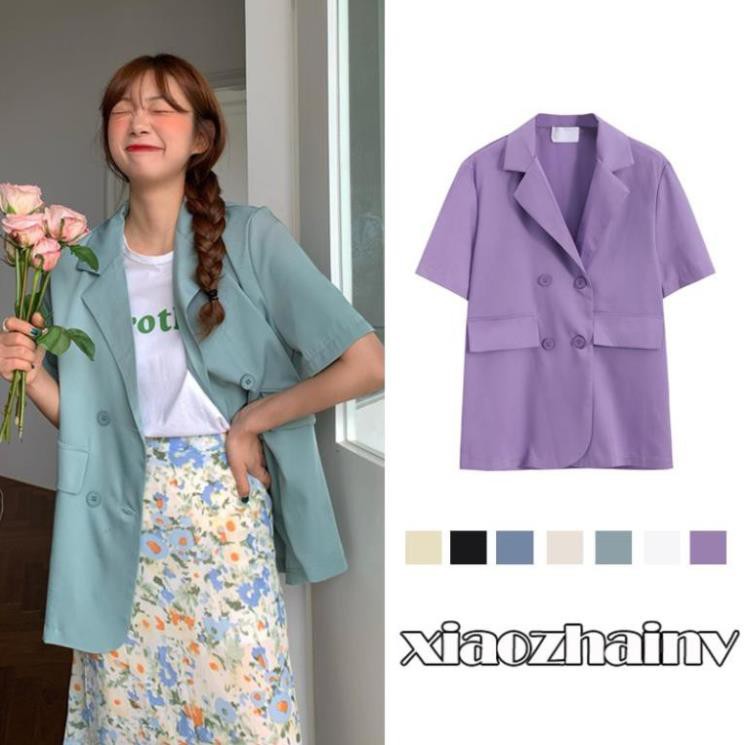 Xiaozhainv Áo Blazer ngắn tay thời trang Hàn Quốc dễ phối đồ | BigBuy360 - bigbuy360.vn