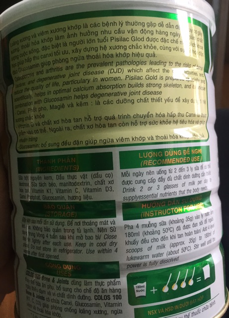 Sữa Colos 100 Bone & Joints xương khớp 900g