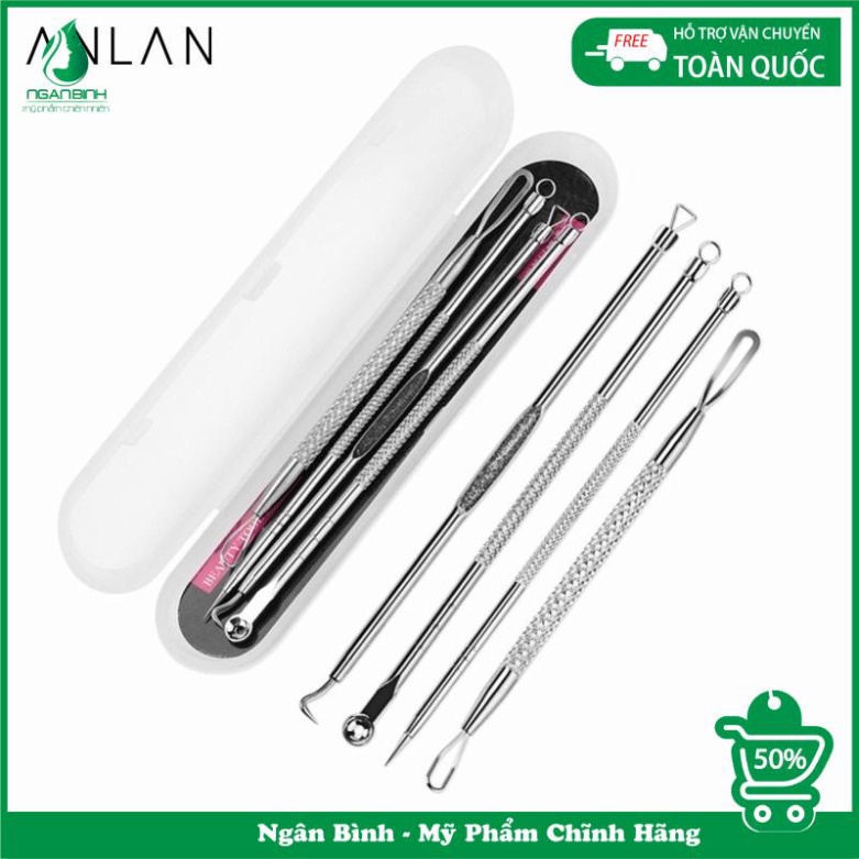 Bộ 4 cây nặn mụn đầu đen chuyên nghiệp trong spa,dụng cụ cây nặn mụn 2 đầu cao cấp A Lá Kids