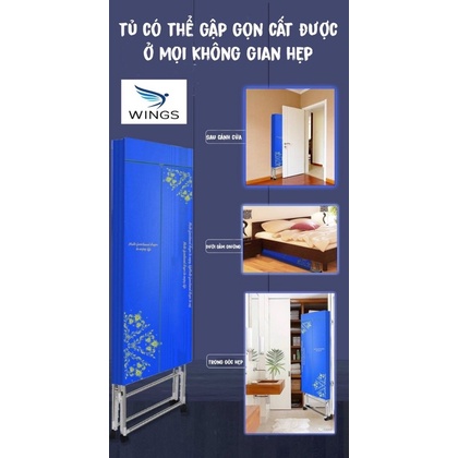 Tủ Sấy Quần Áo Thông Minh Gấp Gọn Wings 1500W Có Remote
