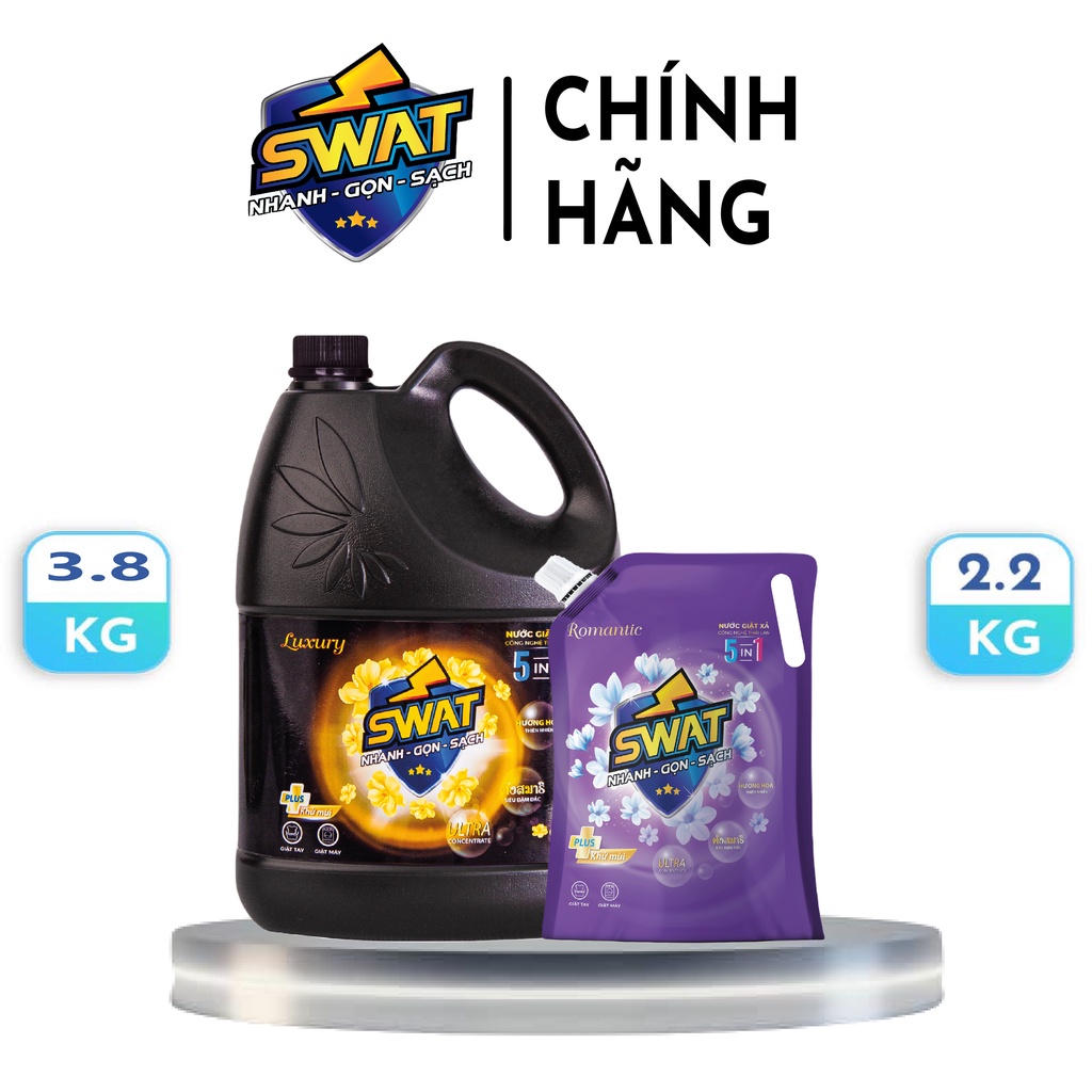 Combo 1 can Nước Giặt Xả LUXURY 3.8kg + 1 túi Nước Giặt Xả ROMANTIC 2.2kg