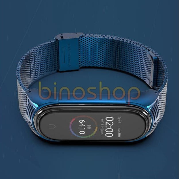 Dây đeo miband 6, miband 5 kim loại mắt lưới viền vân TF, dây đeo thay thế mi band 5, mi band 6 mắt lưới vân TF MIJOBS