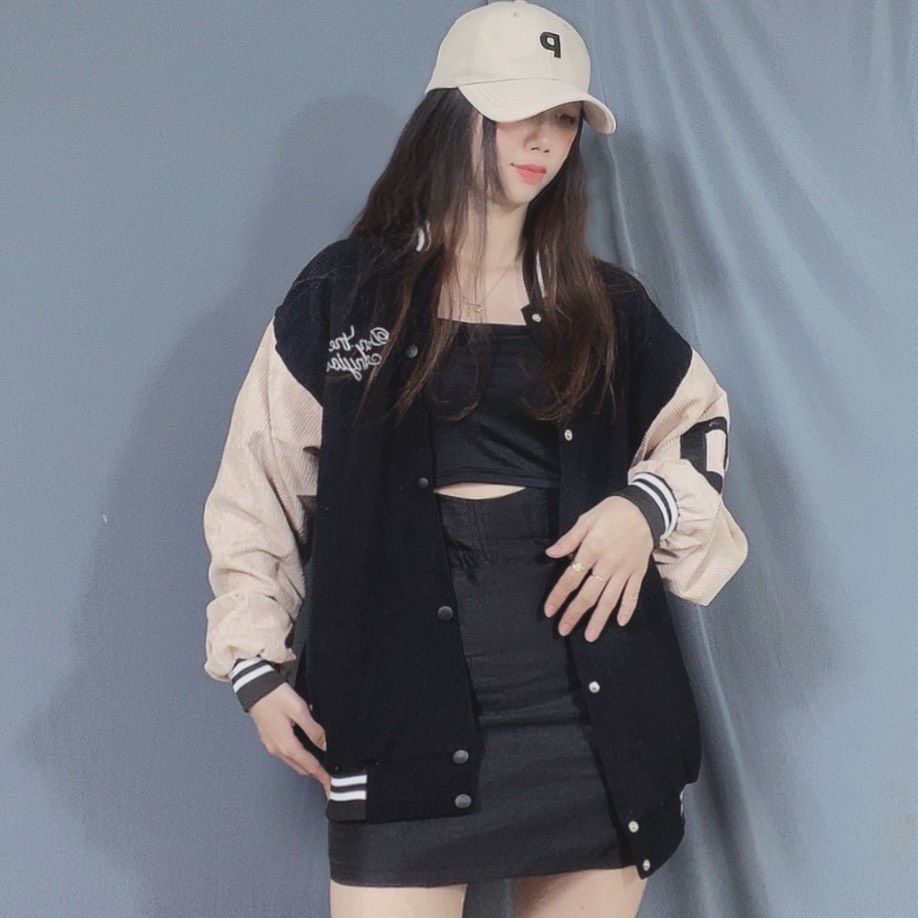 Áo Bomber Unisex Áo Khoác D Nhung Tăm Form Rộng, 3 màu Đen Trắng Kem 2 Lớp Siêu Đẹp DB36.