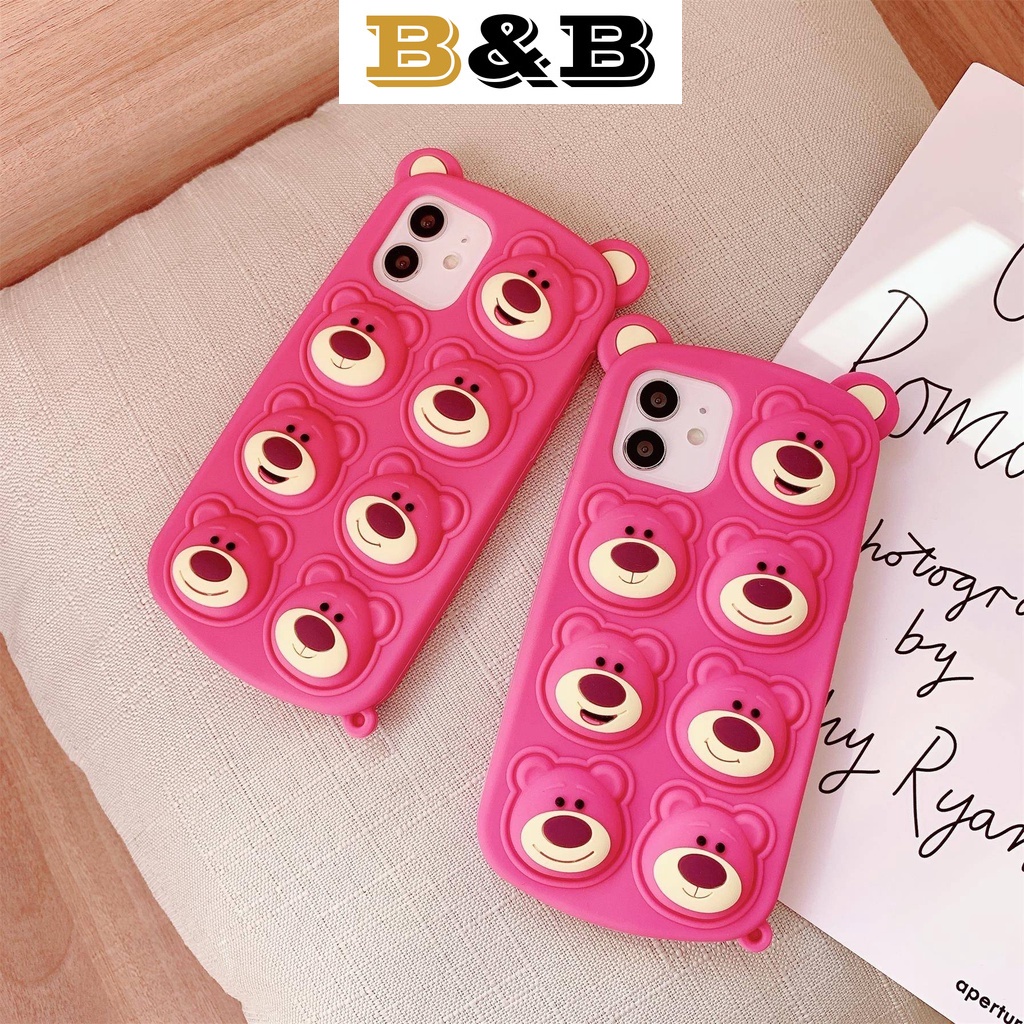 Ốp Điện Thoại Mềm In Hình Gấu Và Dâu Tây Cho iPhone 7 8 7/8Plus X XS Max XR 11 12 13 Pro Max
