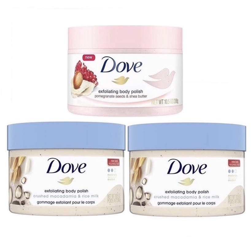 (Nội địa Đức) Tẩy tế bào chết Dove 225ml Macadamia và Lựu