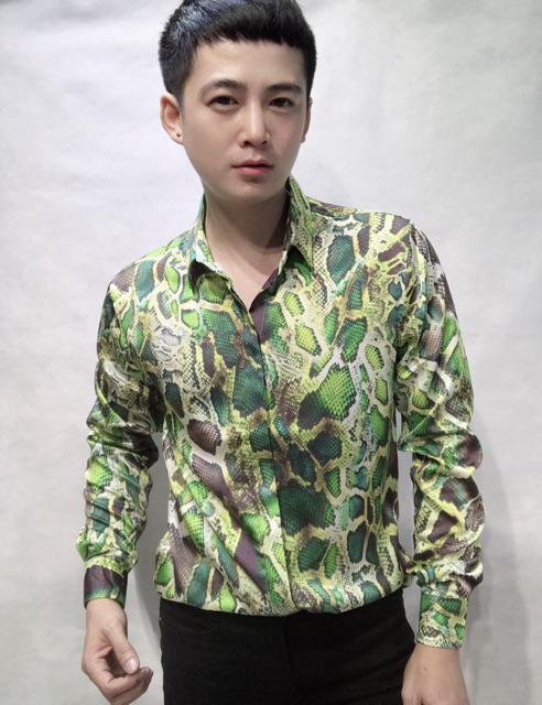 Sơ mi họa tiết da rắn