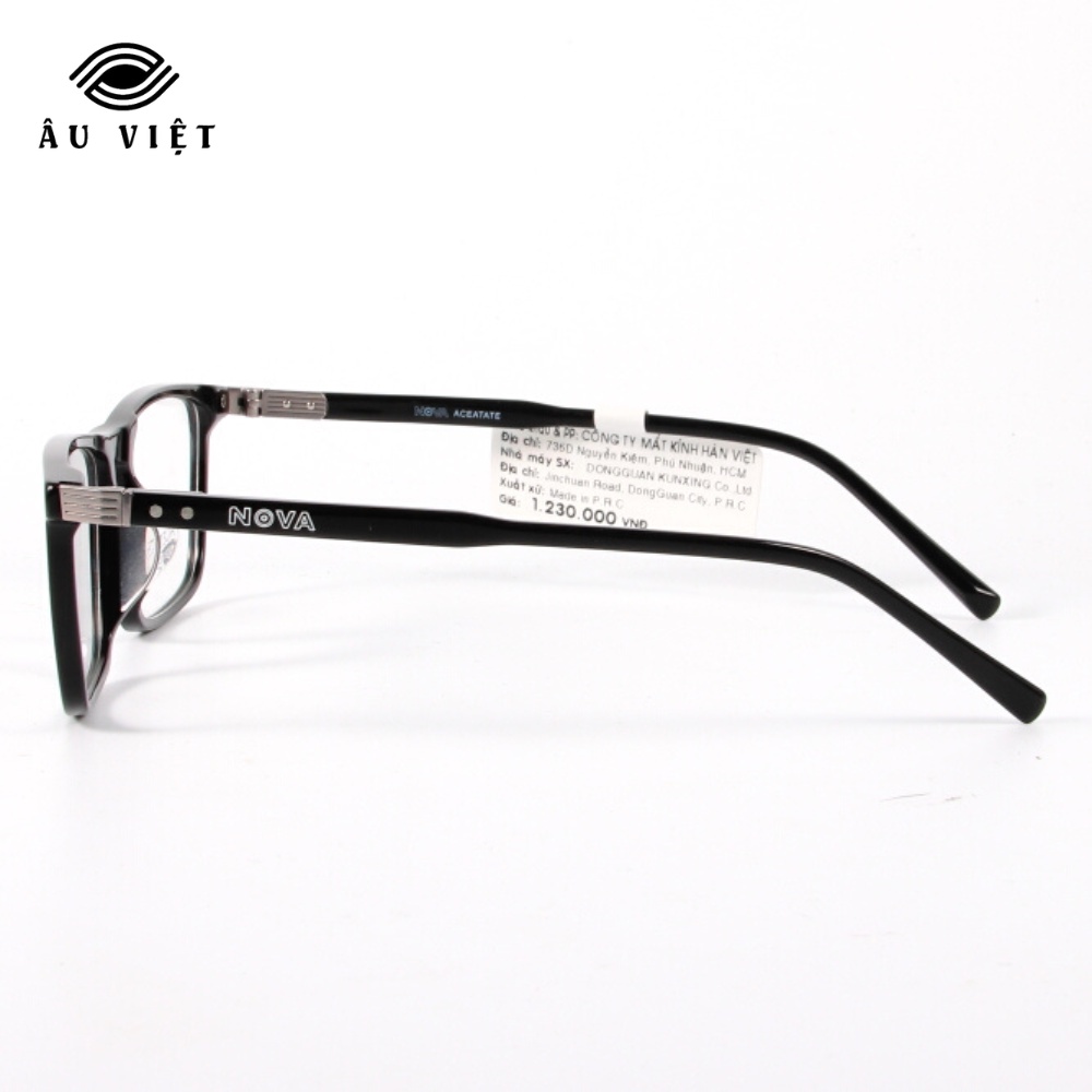 Gọng kính nam nữ nhựa acetate dáng chữ nhật vuông Nova NV-026 màu đen Full box