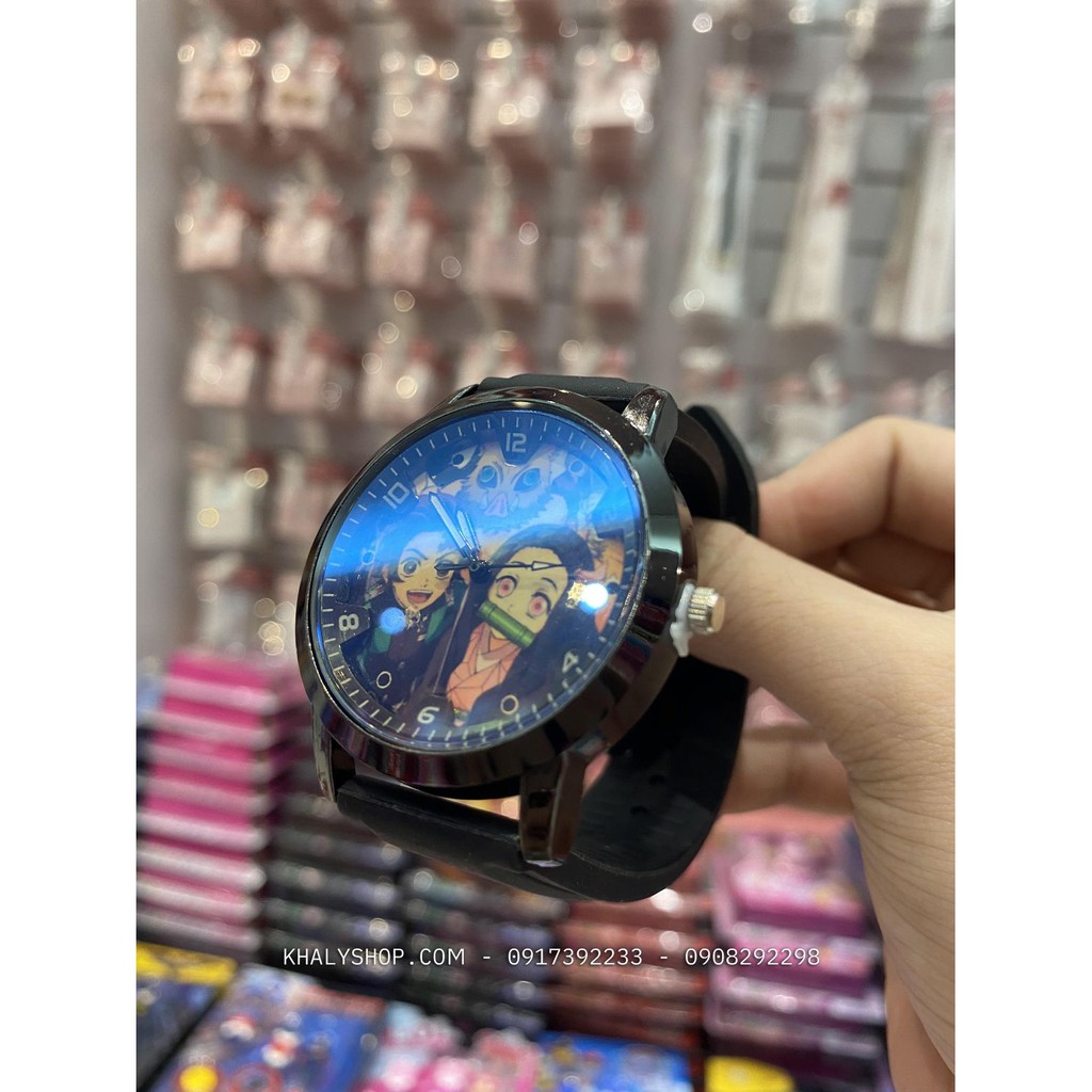 Đồng hồ tròn kim đeo tay hình Kimetsu (Thanh gươm diệt quỷ) màu đen siêu hot cho các bé | BigBuy360 - bigbuy360.vn