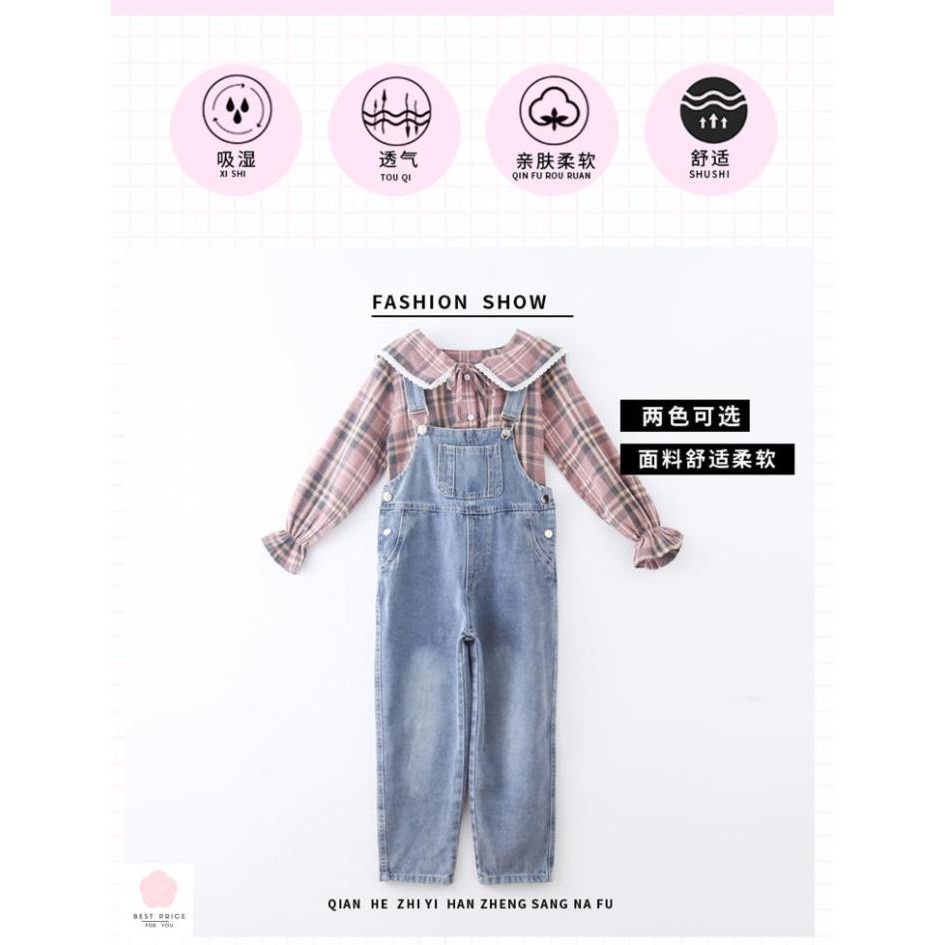 Đồ bộ dài cho bé gái ☑️Set yếm thời trang bé gái 10 tuổi☑️ bộ đồ bé gái size đại 40kg, 30kg, 35k