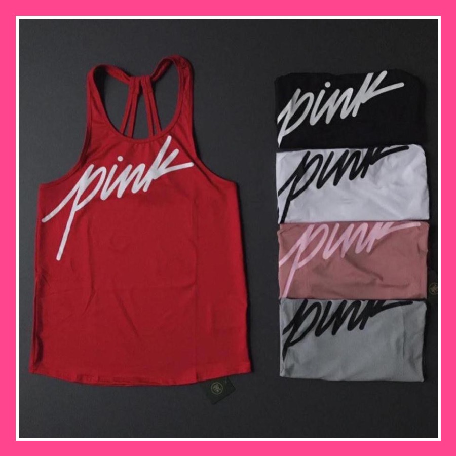 [EMMA] Áo Tập Gym Nữ [TANKTOP] Dây Lưng Chữ Pink [ĐỒ TẬP]