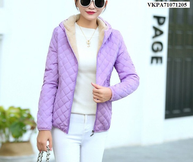 Áo khoác trần trám có lớp lót lông cho nữ