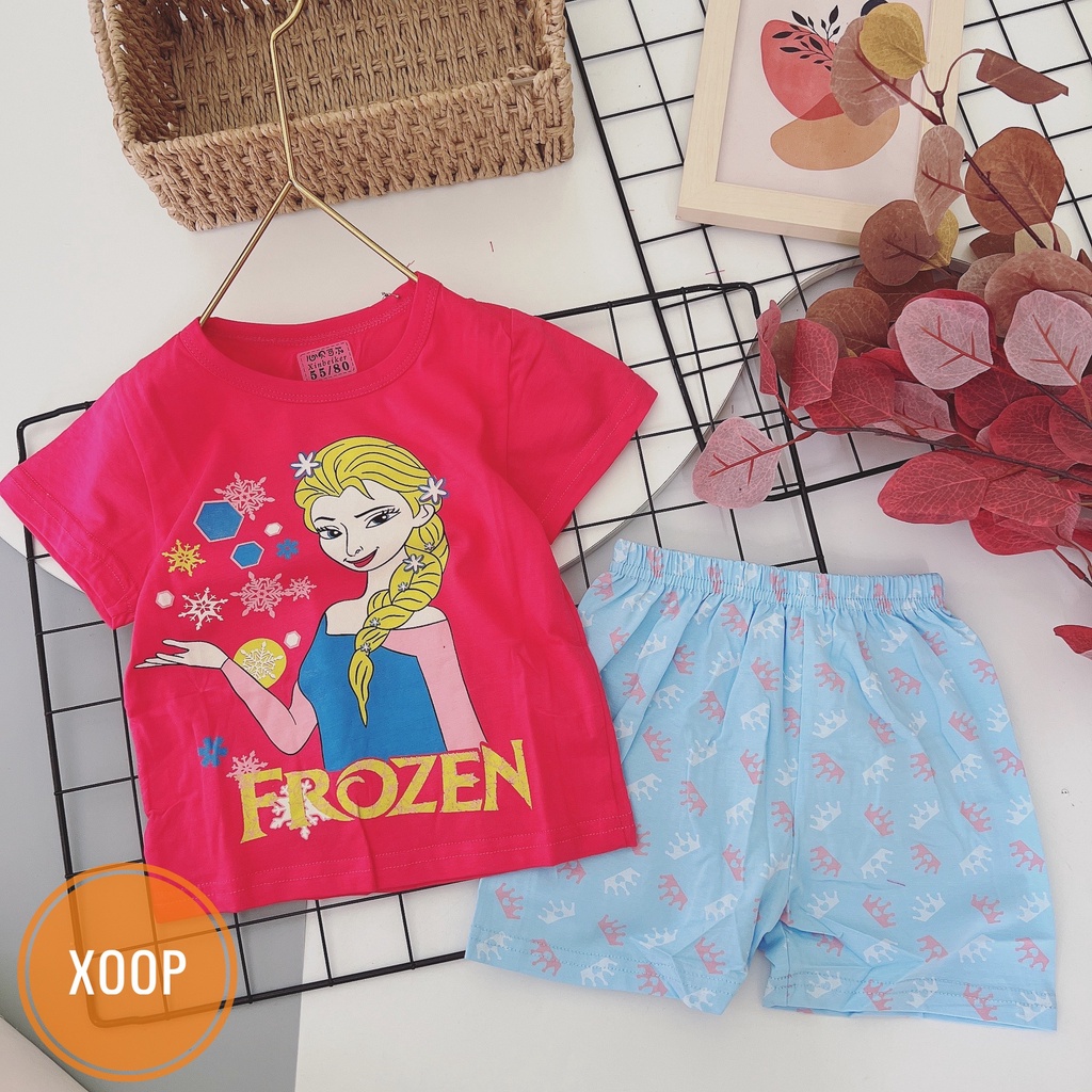 (Nhí 8-16kg) Bảng 5 bộ cộc tay cotton xuất hàn in hoạ tiết to cho bé (có chọn mẫu)