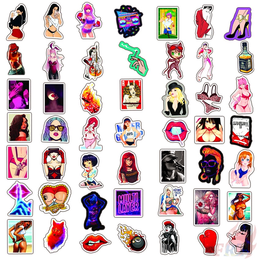 ❉ Sexy Cool Girl Series 01 Modern Beauty Lady Stickers ❉ 50Pcs/Set DIY Fashion Waterproof Mixed Luggage Laptop Skateboard Doodle Decals Stickers