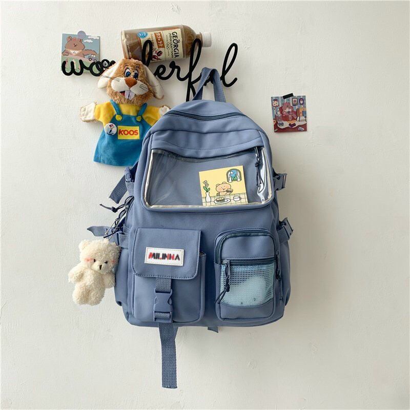 Balo học sinh QCL1 chất Canvas kèm thú bông và stickers