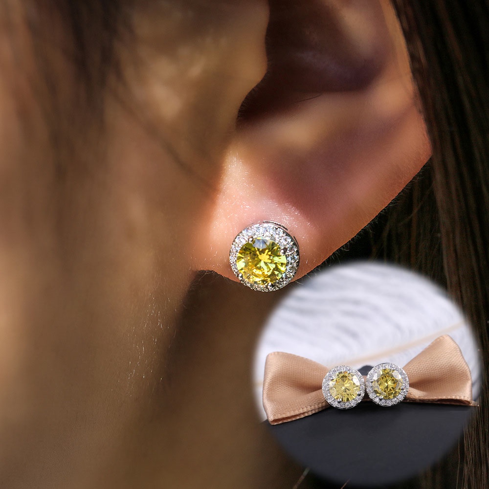 Đôi Khuyên Tai Tròn Đính Đá Zircon Thời Trang Cho Nữ