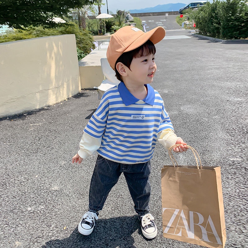 Áo thun tay dài kẻ sọc thời trang cho bé