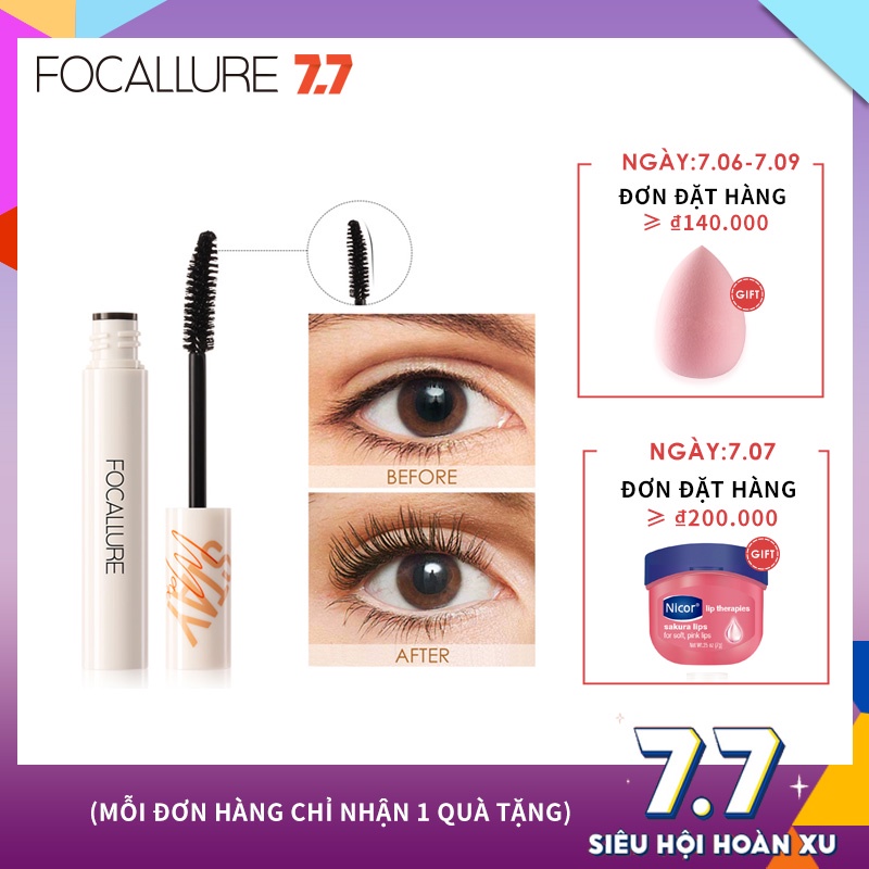 Focallure 1 Mascara Uốn Cong Làm Dày Và Dài Mi Chống Thấm Nước Lâu Trôi