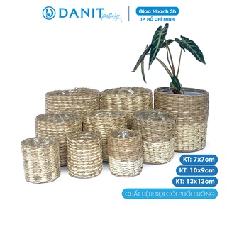 Giỏ cói tự nhiên 7cm, 10cm, 13cm - giỏ cắm hoa giả, decor trang trí Danit Pottery