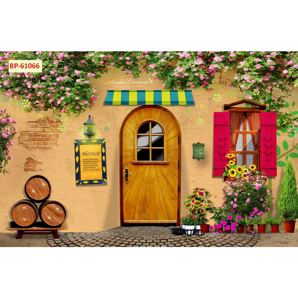 Tranh dán tường Quán Cafe, Trà Sữa, Trang Trí Cửa Hàng 3D tặng keo và dụng cụ dán