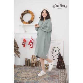 Váy bầu nhung dáng oversize