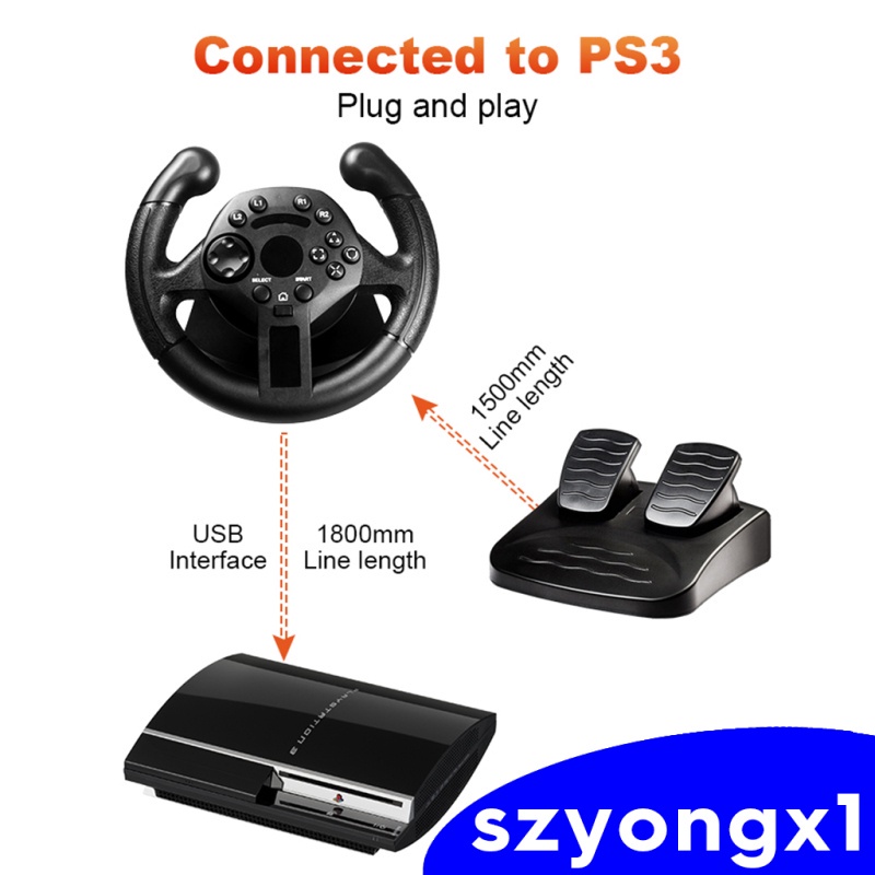 Bộ Vô Lăng Và Bàn Đạp Phanh Cho Ps3 / Pc Usb Rung