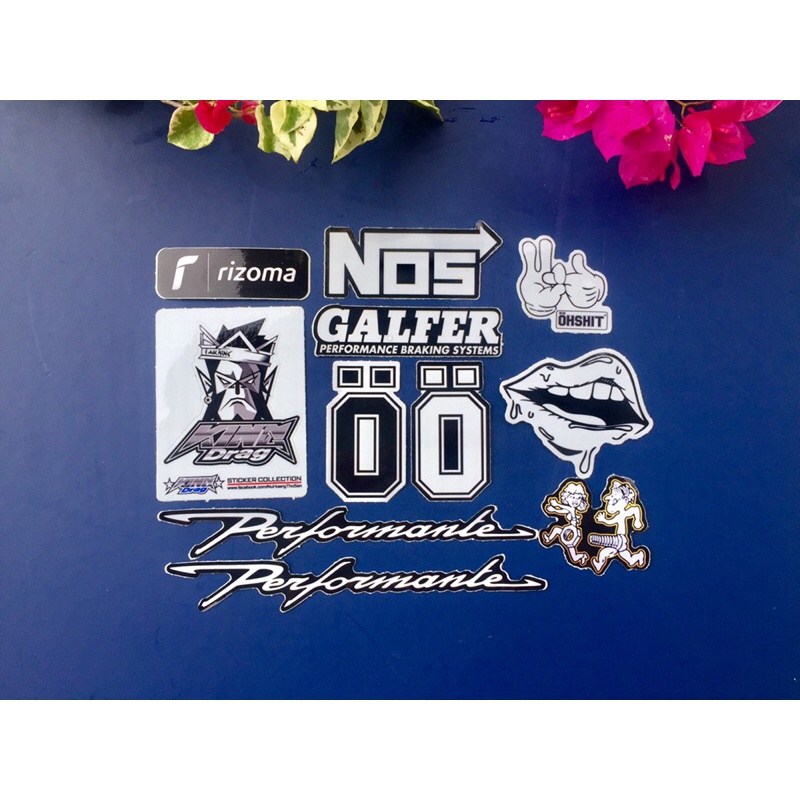 Trọn bộ 11 logo trắng đen. Hình dán chống nước nhãn hiệu xe. Decal cao cấp