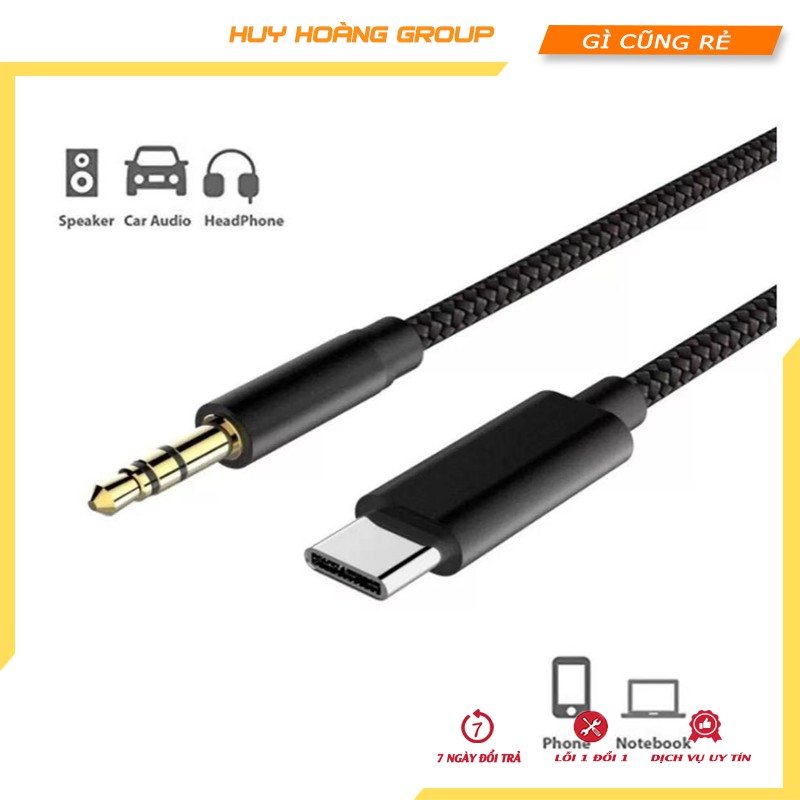 Cáp chuyển đổi cổng Type-C sang jack âm thanh AUX 3.5mm cho thiết bị Android IOS trên xe hơi