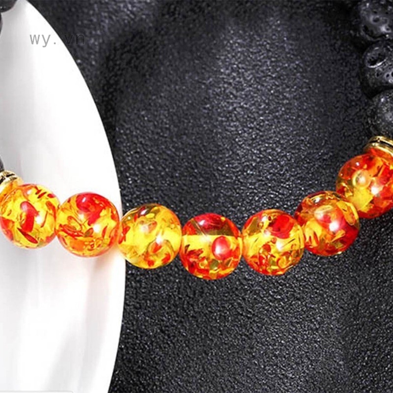 Chuỗi vòng tay đá tự nhiên màu hổ phách cá tính dành cho nam và nữ