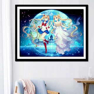 Bộ Tranh Đính Đá Họa Tiết Hoạt Hình Thủy Thủ Mặt Trăng Độc Đáo Trang Trí Nhà Cửa