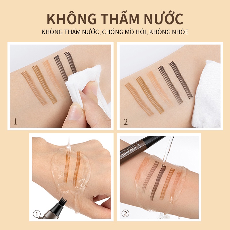 [Hàng mới về] Kẻ mày dạng lỏng đầu 4 chĩa trang điểm chống thấm nước