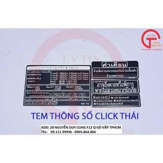 BỘ TEM THÔNG SỐ DÁN CHO XE CLICK THÁI