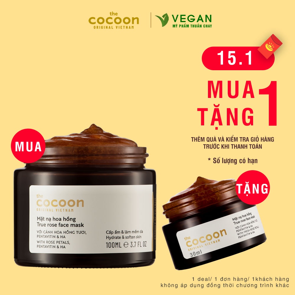 Mặt nạ hoa hồng cocoon 100ml cấp ẩm thuần chay