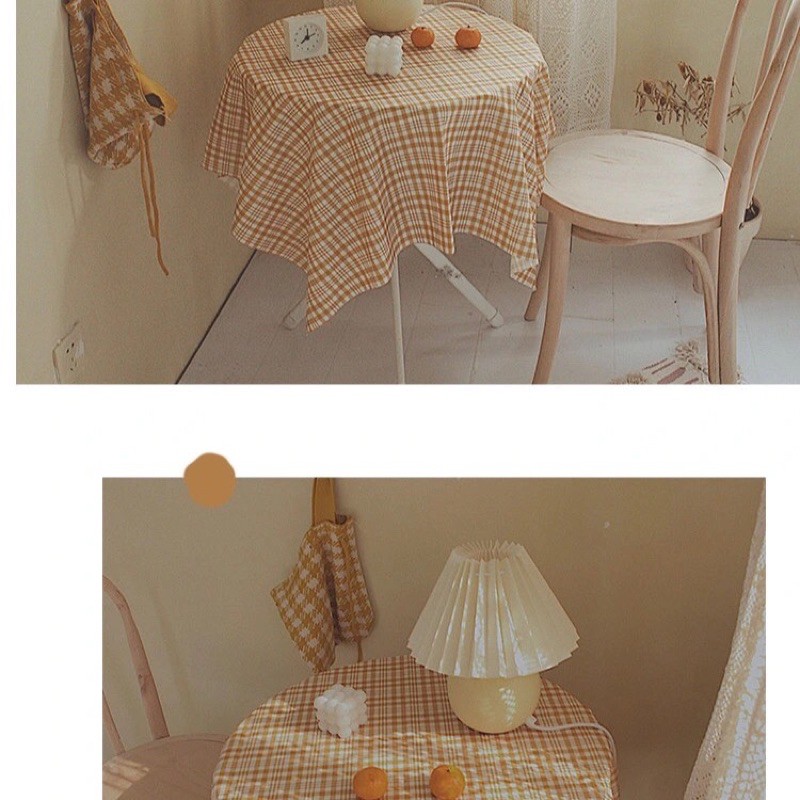 Khăn trải bàn caro sọc to màu vàng Hàn Quốc vintage,Khăn dã ngoại picnic, Phông Nền Chụp Ảnh Trang Trí Bàn Học