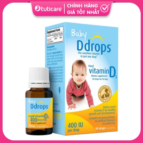 Hộp vitamin nhỏ giọt cho bé sơ sinh D3 baby Drops 90 giọt❣️𝐓𝐔𝐓𝐈𝐂𝐀𝐑𝐄❣️