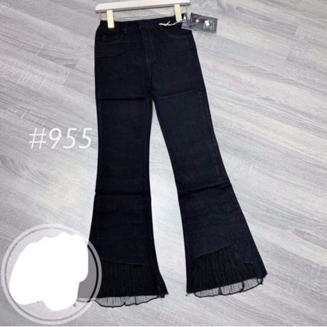 [MECHIPXINH] Quần đen loe phối ống voan hàng quảng châu 955 | BigBuy360 - bigbuy360.vn