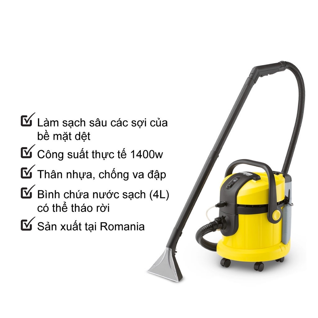 Máy làm sạch thảm, ghế sofa, nệm và hút bụi đa năng Karcher SE 4002 công suất trên 1000 watts