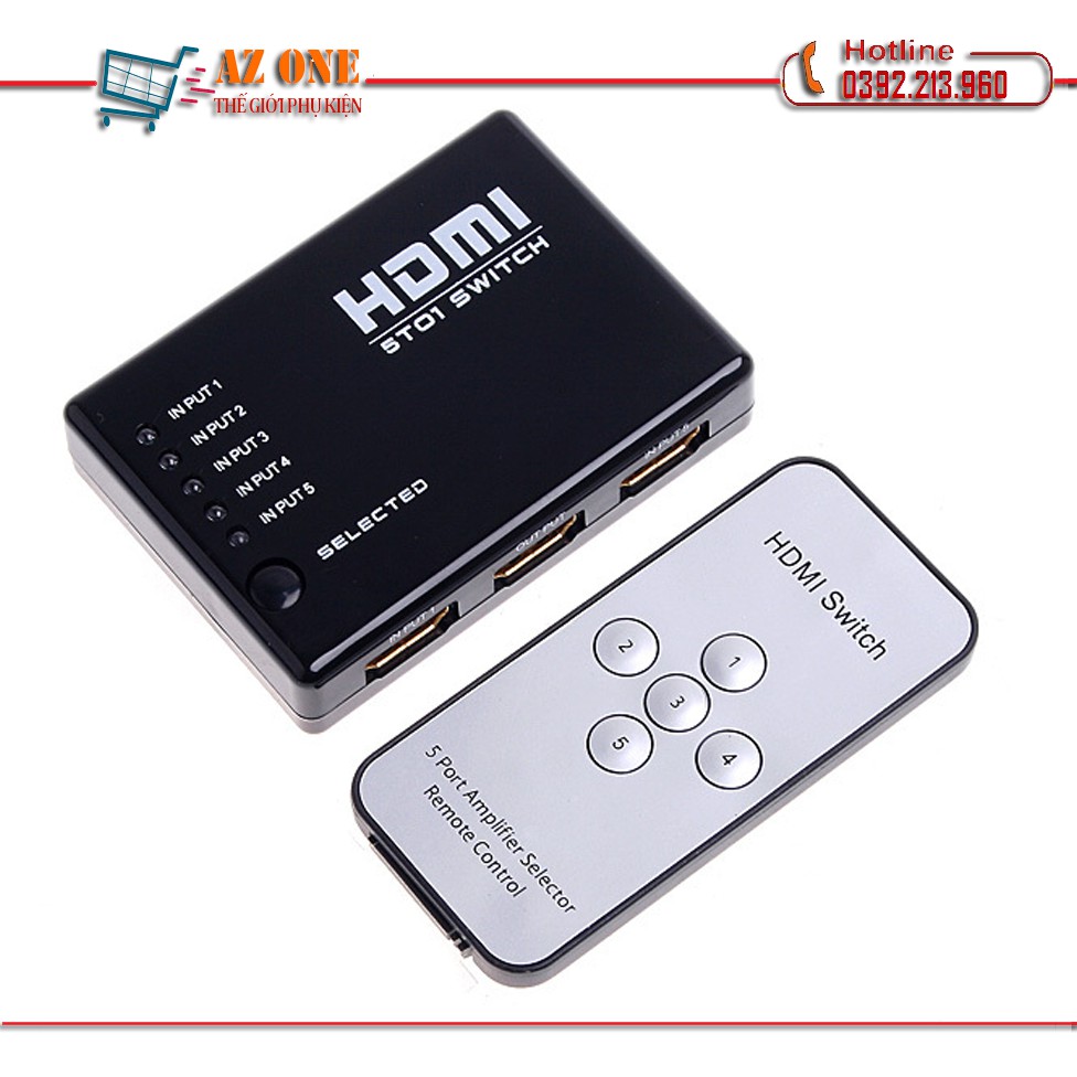 HDMI Switch 5 in 1 out 5 cổng vào 1 cổng ra có điều khiển