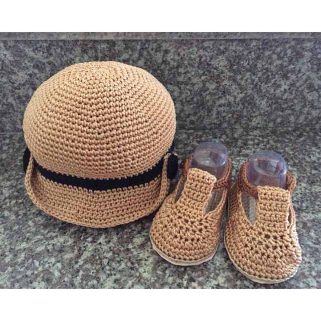 set mũ sandal bé trai handmade