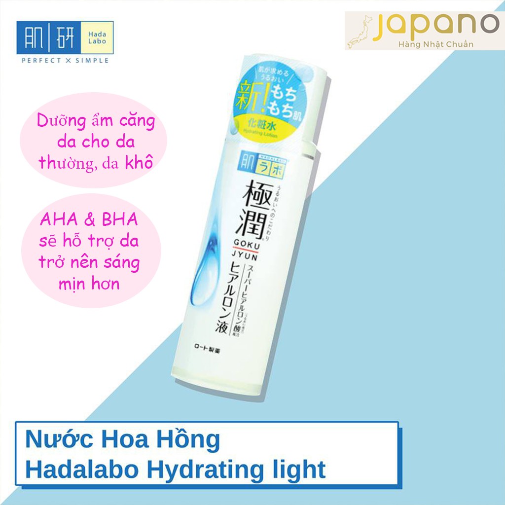 Nước hoa hồng Hada Labo Nhật Bản dưỡng ẩm làm trắng và căng da 170ml - Japano