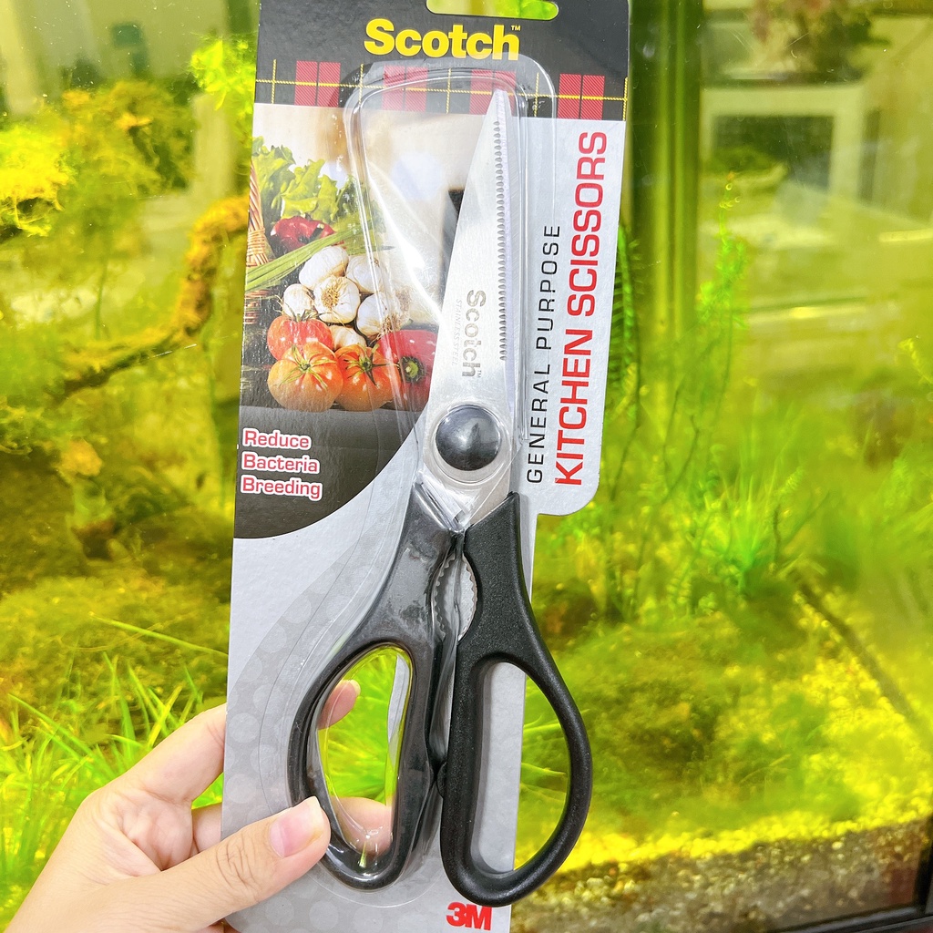 Kéo nhà bếp Scotch 3M tay cầm màu đen, lưỡi kéo sắc bén, chống gỉ sét, kháng khuẩn
