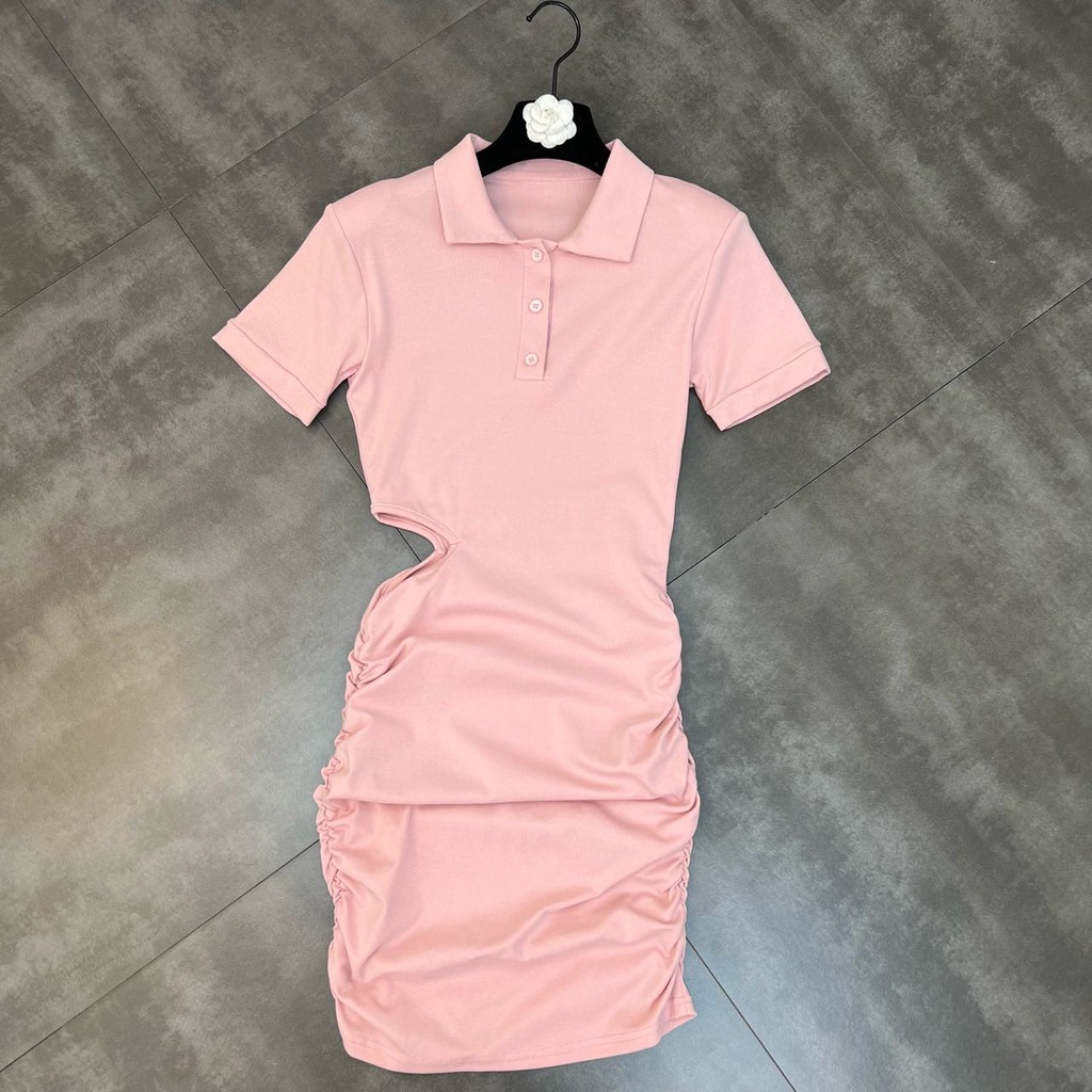 Váy Polo Cut Eo LSEOUL V1347 Chất Cotton Dày Dặn Trẻ Trung Năng Động