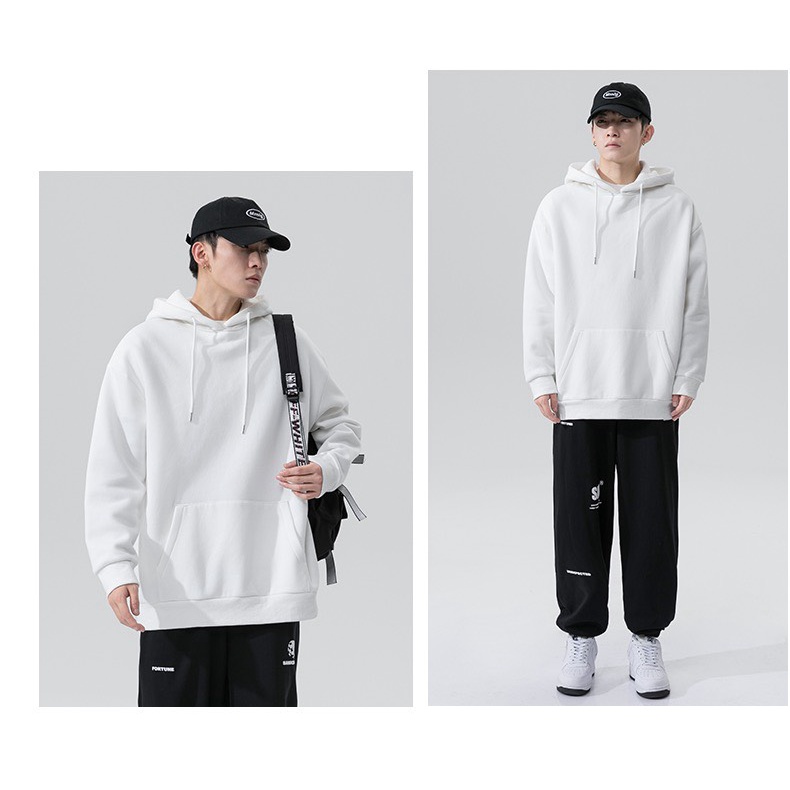 Áo hoodie nam, Áo khoác hoodie nam TRƠN FEENY màu đen trắng