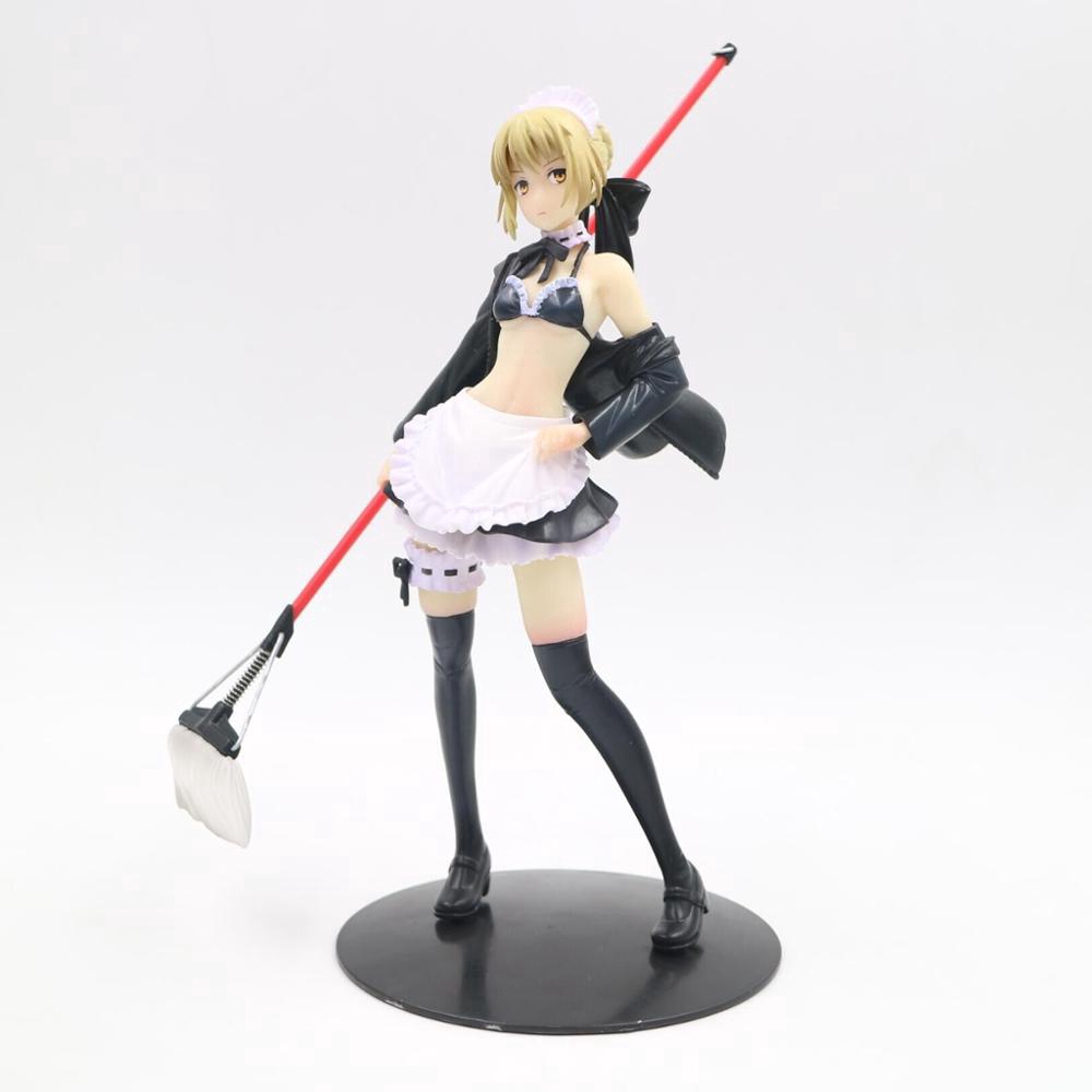 22cm Anime Fate Stay Night Saber Maid Broom Ver PVC Action Figure Figurine Collectible Model doll to