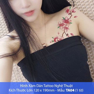 Hình Xăm Dán Tattoo Cao Cấp Hình Hoa Tờ Lớn 12x19cm - Mẫu TA04