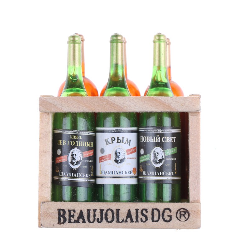 Set 6 Bình Nước Ép Trái Cây Bằng Gỗ Trang Trí Nhà Búp Bê