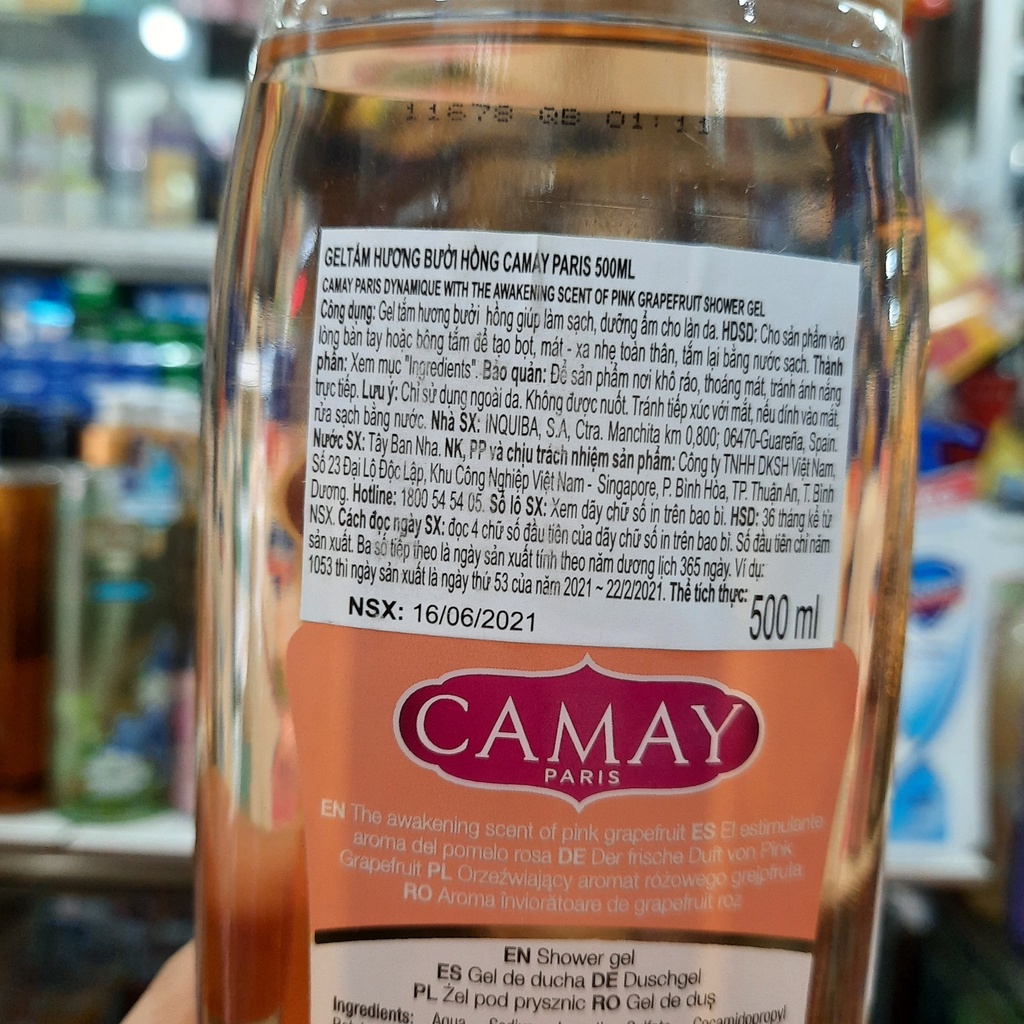 GEL TẮM HƯƠNG BƯỞI HỒNG CAMAY PARI 500ML