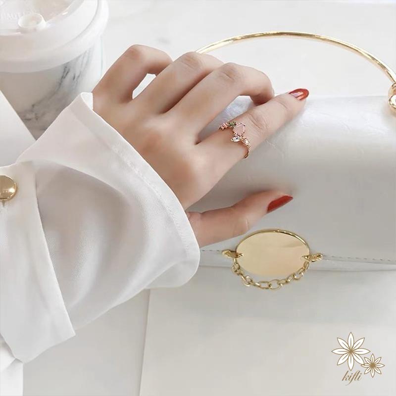 Nhẫn Hở Hai Lớp Hình Hoa / Trái Tim Đính Ngọc Trai Thời Trang Tinh Tế Cho Nữ